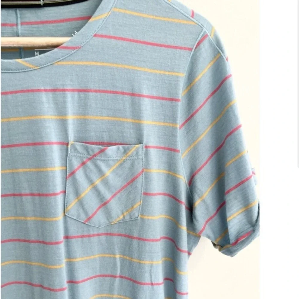 SmartWool sz M Striped Short Sleeve T‎ Shirt Dress 87%wool 13%nylon Excellent
